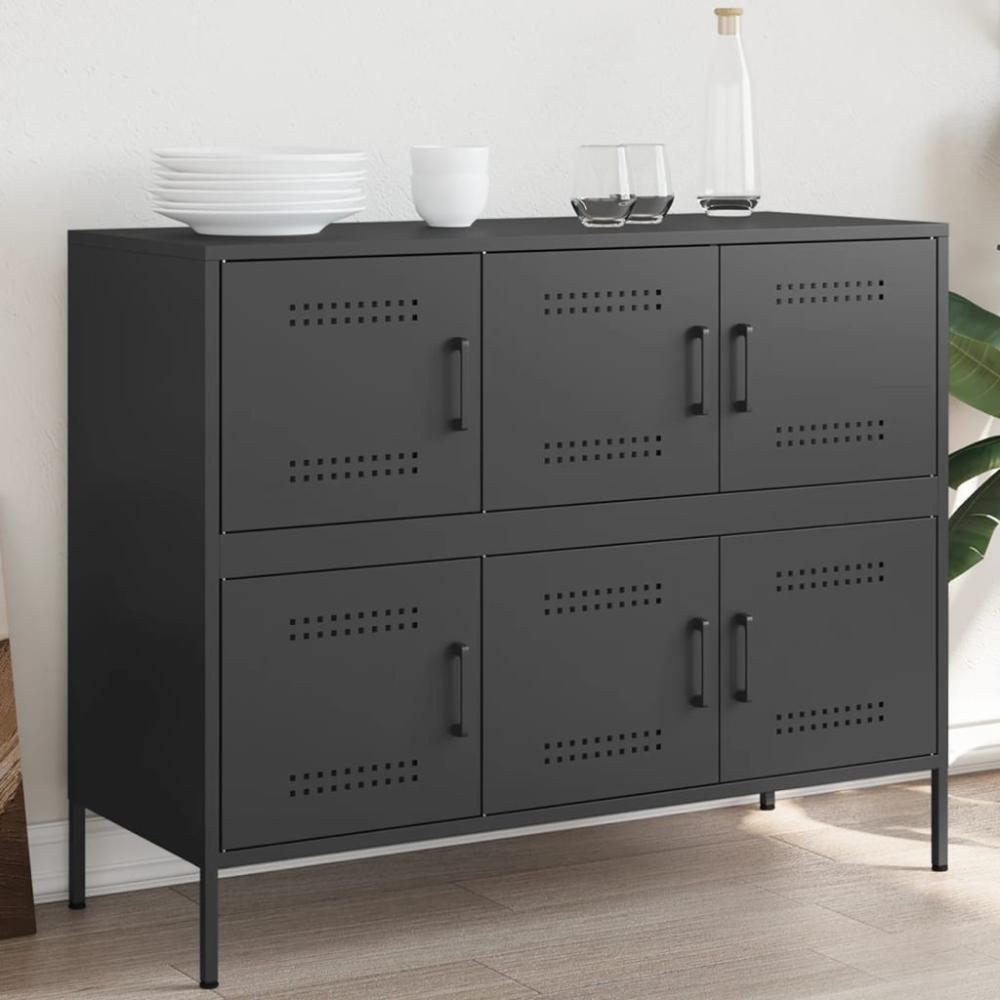 vidaXL Sideboard Schwarz 100,5x39x79 cm Stahl 843096 Bild 1