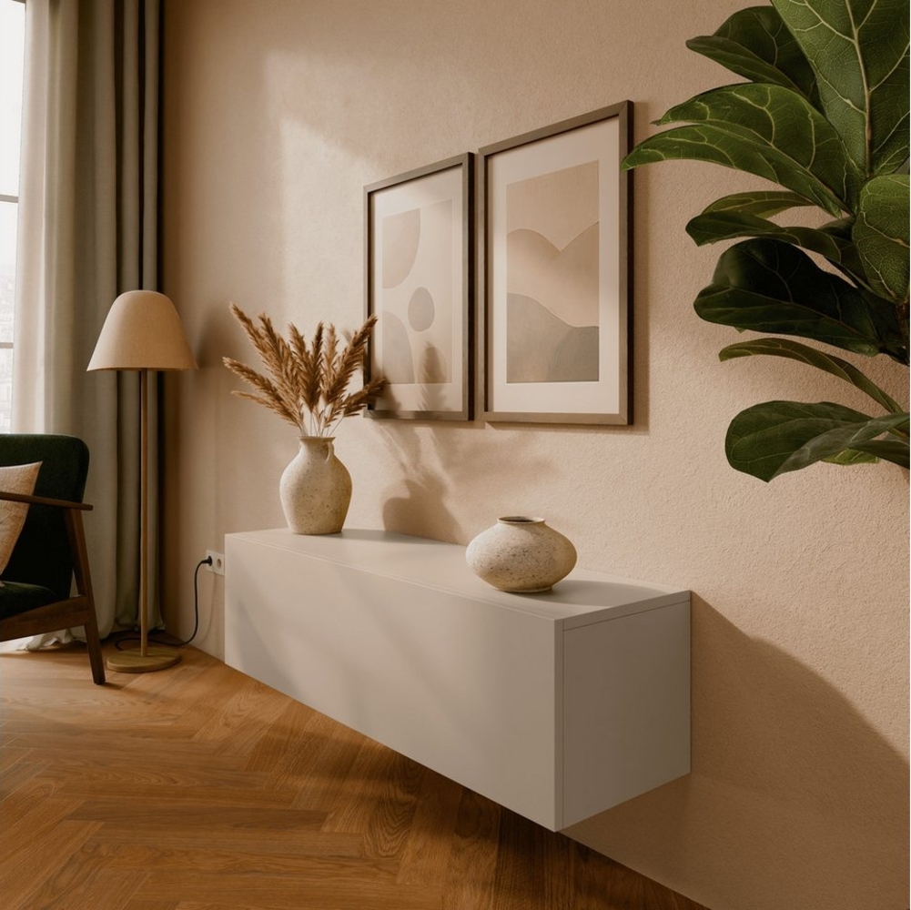 Platan Room Lowboard Kira, TV Schrank Fernsehschrank 105 / 140 / 210 / 280 cm breit Kaschmir Matt Bild 1