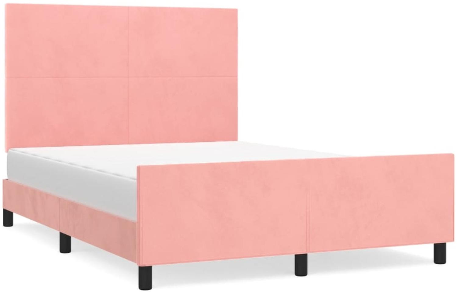 Bettgestell mit Kopfteil Samt Rosa 140x200 cm, Härtegrad: H2 [3125640] Bild 1