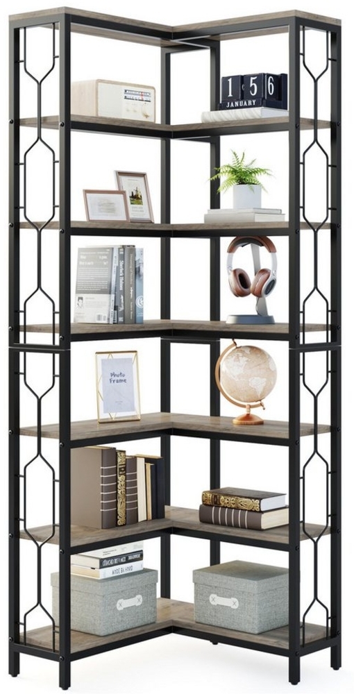 Tribesigns Bücherregal Tribesigns Eck-Bücherregal, 7-stöckiges Industrielles Eckregal Bild 1