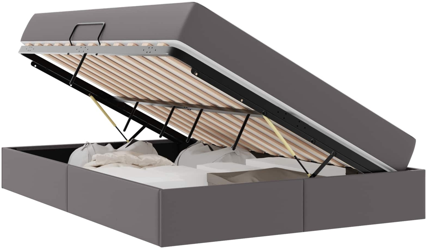 vidaXL Aufbewahrungsbett mit Matratze Grau 140x200 cm Kunstleder 3399614 Bild 1