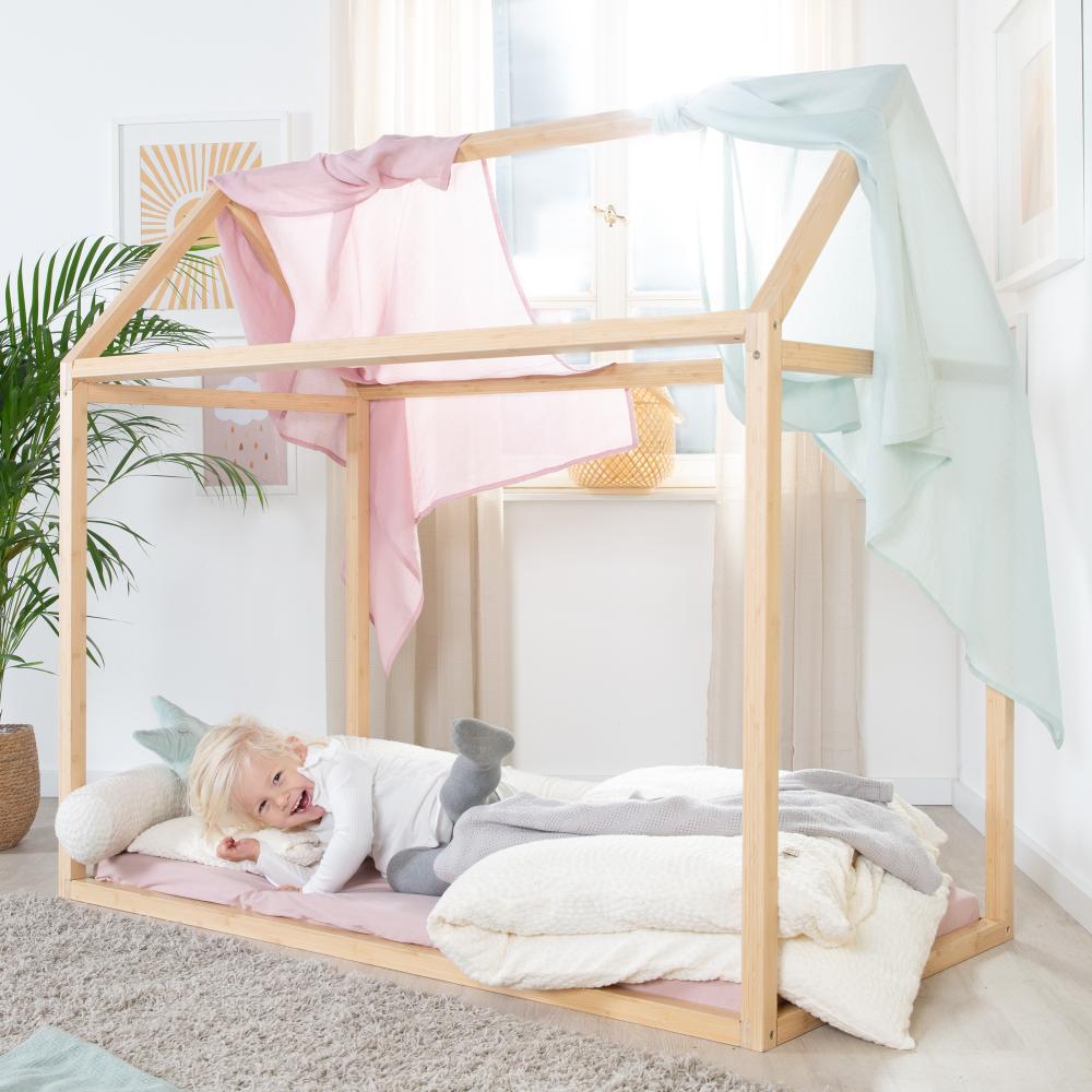 roba Nachhaltiges Montessori Hausbett 70 x 140 cm - Kinderbett aus FSC zertifiziertem Massivholz - Ab 12 Monate - Bambus natur Bild 1