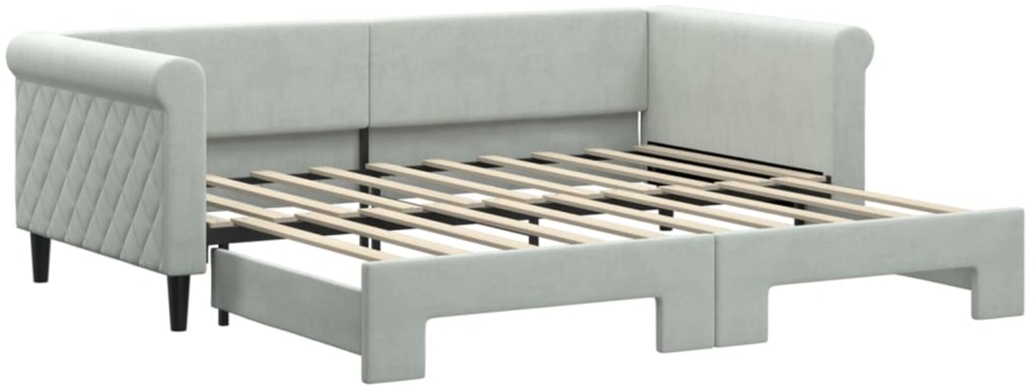 vidaXL Tagesbett Ausziehbar Hellgrau 90x190 cm Samt 3197784 Bild 1