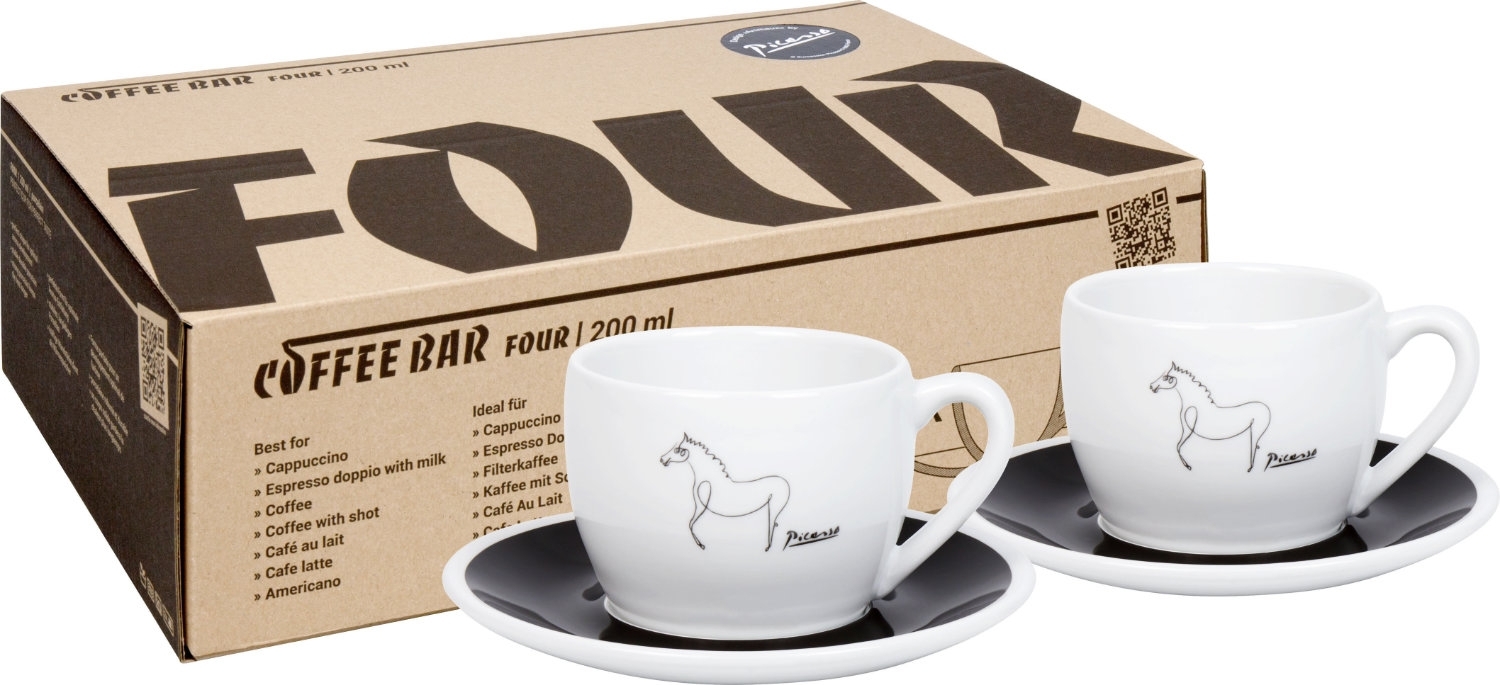 KÖNITZ 2er Set Coffee Bar FOUR Picasso Cappuccinotasse mit Untertasse 200 ml im Geschenkkarton Bild 1