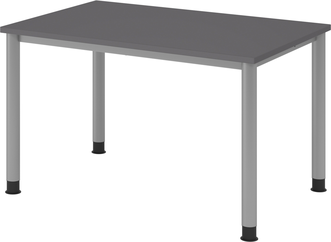 bümö höhenverstellbarer Schreibtisch H-Serie 120x80 cm in graphit, Gestell in Silber - PC Tisch klein für's Büro manuell höhenverstellbar, Computertisch verstellbar, HS-12-G-S Bild 1