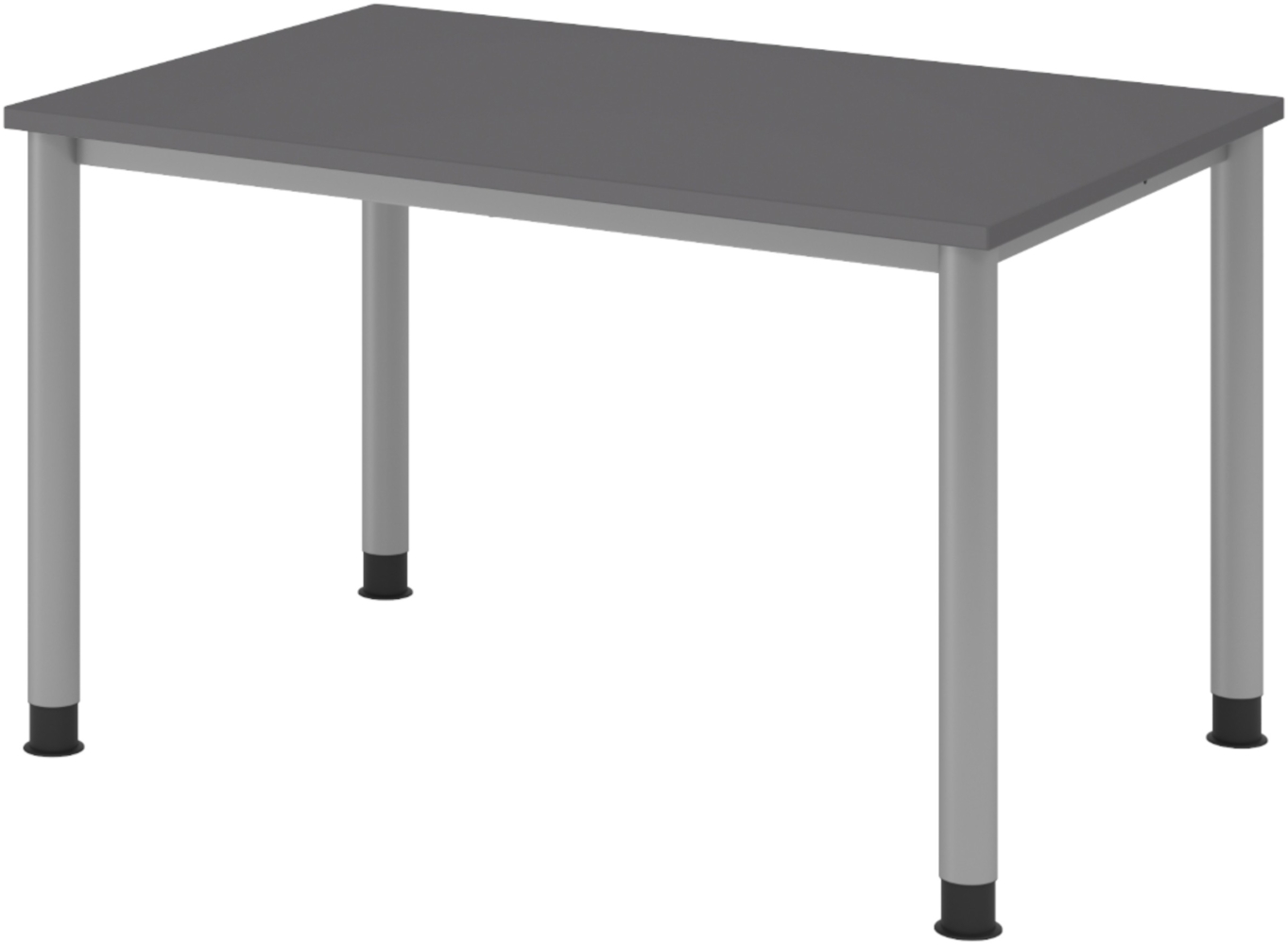 bümö höhenverstellbarer Schreibtisch H-Serie 120x80 cm in graphit, Gestell in Silber - PC Tisch klein für's Büro manuell höhenverstellbar, Computertisch verstellbar, HS-12-G-S Bild 1