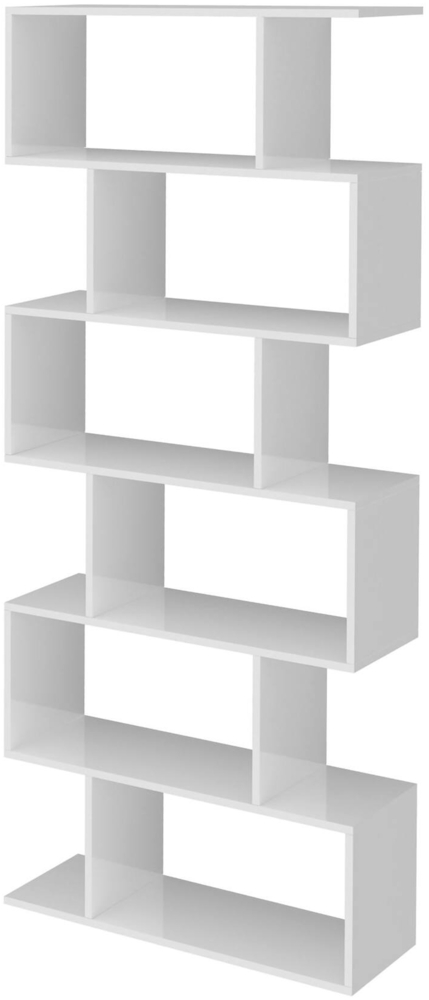 Dmora Bücherregal Alowha, Schrank mit Regalen, Bürobibliothek, 100 % Made in Italy, 80 x 25 x 192 cm, glänzend weiß, Bild 1