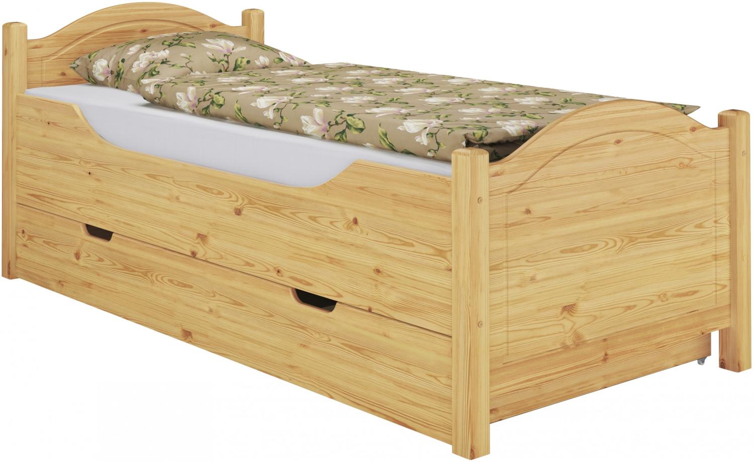 Erst-Holz Seniorenbett extra hoch Bettkasten 100x200 Kiefer Holzbett Einzelbett Gästebett 60. 40-10 S4 Bild 1