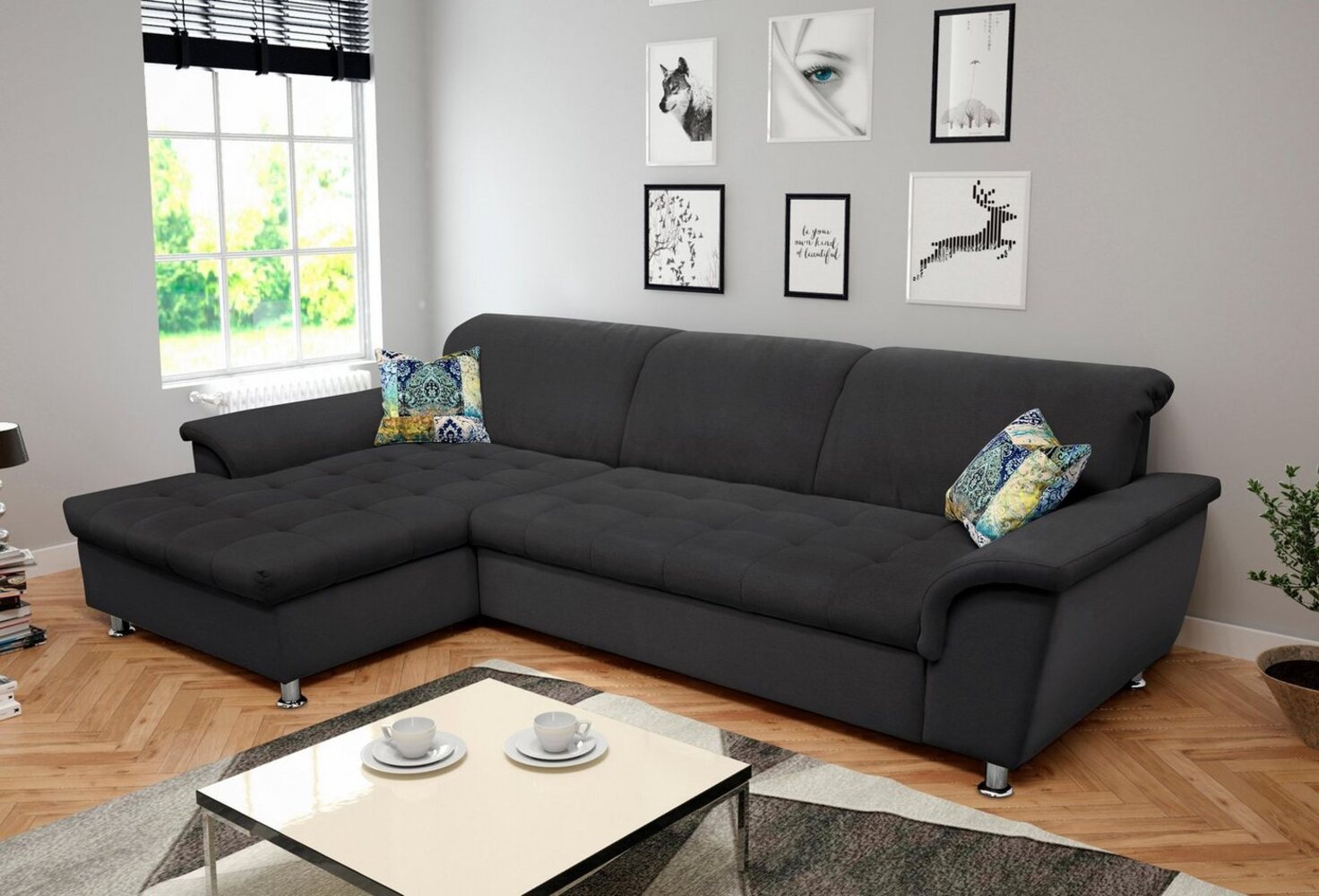 DOMO collection Ecksofa Franzi Steppung im Sitzbereich B7T/H: 278/162/80 cm, L-Form, wahlweise mit Bettfunktion, Bettkasten und Kopfteilverstellung Bild 1