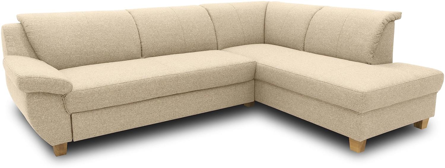 DOMO Collection Ecksofa Panama, klassisches Ecksofa in L-Form, Eckcouch, Sofa Couch, Ecke mit Schlaffunktion 254 x 186 cm in beige Bild 1