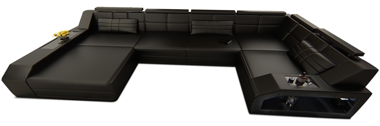 Sofa Dreams 'Arezzo U' Wohnlandschaft, 86 x 198 x 371 cm, Schwarz, Ledermix, Links Bild 1