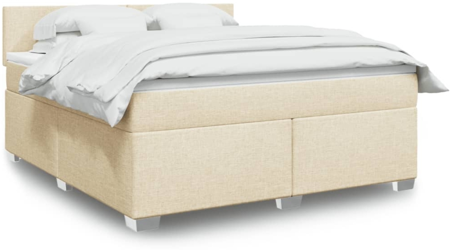 vidaXL Boxspringbett mit Matratze Creme 180x200 cm Stoff 3285965 Bild 1