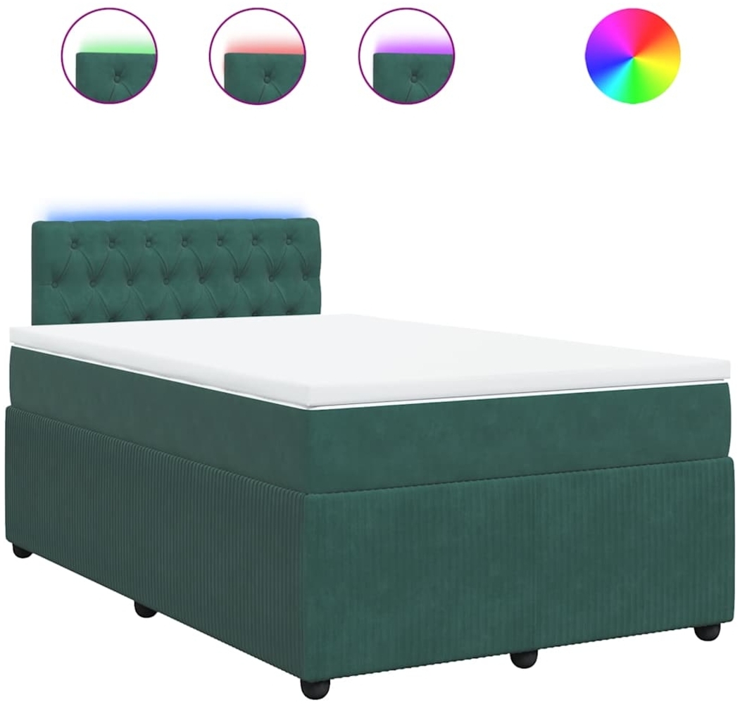 vidaXL Boxspringbett mit Matratze Dunkelgrün 120x200 cm Samt 3290019 Bild 1