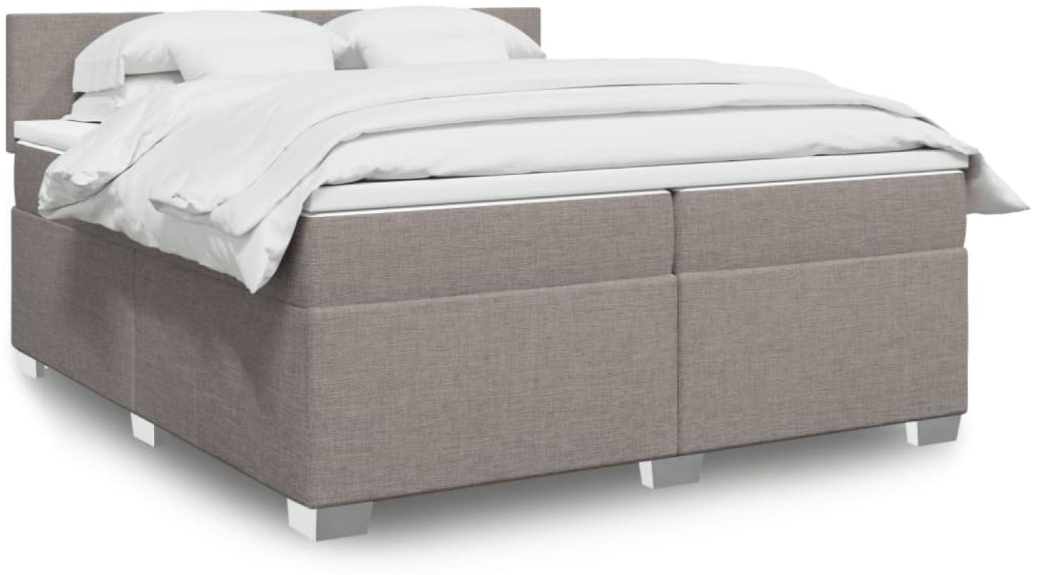 vidaXL Boxspringbett mit Matratze Taupe 200x200 cm Stoff 3288292 Bild 1