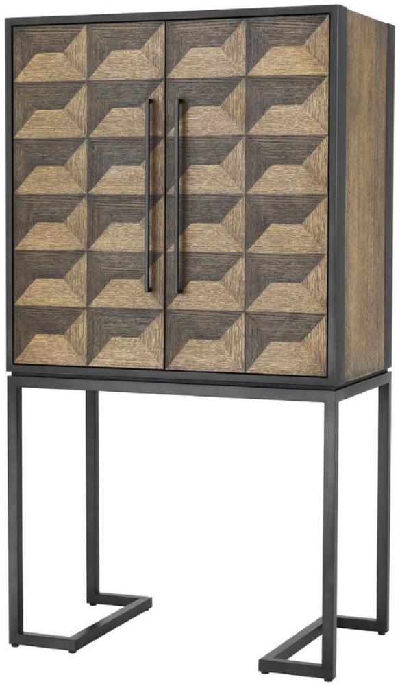 Casa Padrino Luxus Weinschrank mit 2 Türen Braun / Dunkelbraun / Schwarz 95 x 58 x H. 168,5 cm - Barmöbel - Luxus Qualität Bild 1