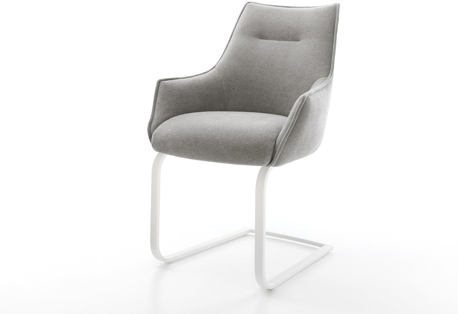 Freischwinger Alja-Flex mit Armlehnen Strukturstoff Soft Grau Freischwinger flach Weiß Taschenfederkern Bild 1