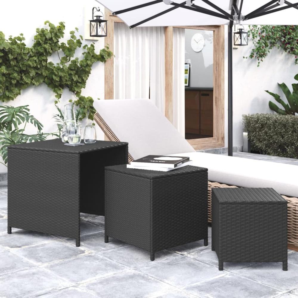 vidaXL Satztische 3 Stk. Schwarz Poly Rattan 319412 Bild 1