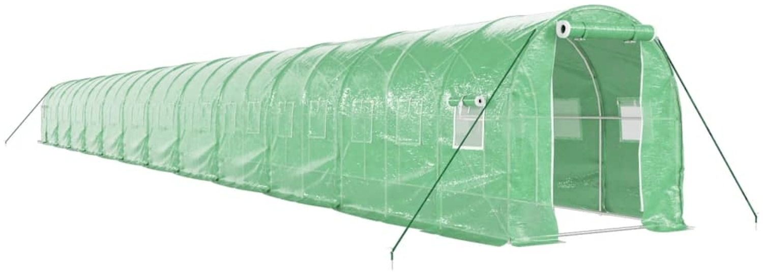 vidaXL Gewächshaus mit Stahlrahmen Grün 48 m² 24x2x2 m 3188027 Bild 1