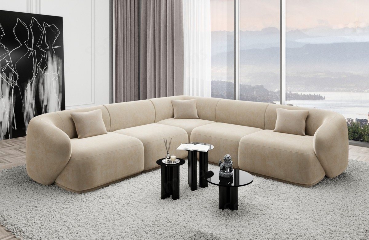 Sofa Dreams Ecksofa Polster Design Samtstoff Sofa Marbella L Form Stoffsofa, Loungesofa Bild 1