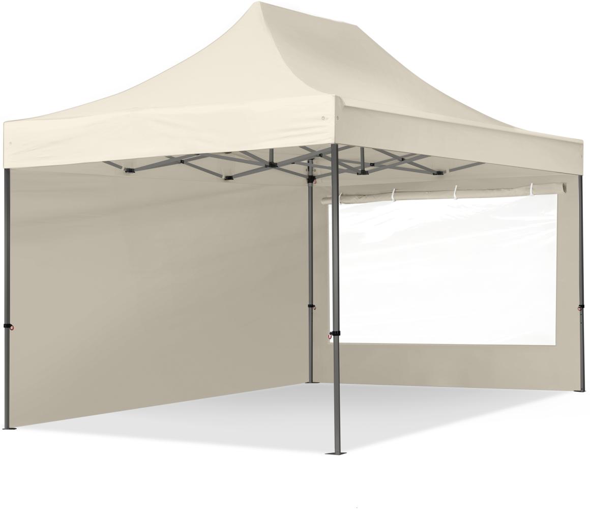 3x4,5m Faltpavillon, PREMIUM Stahl 40mm, Seitenteile mit Panoramafenstern, creme Bild 1