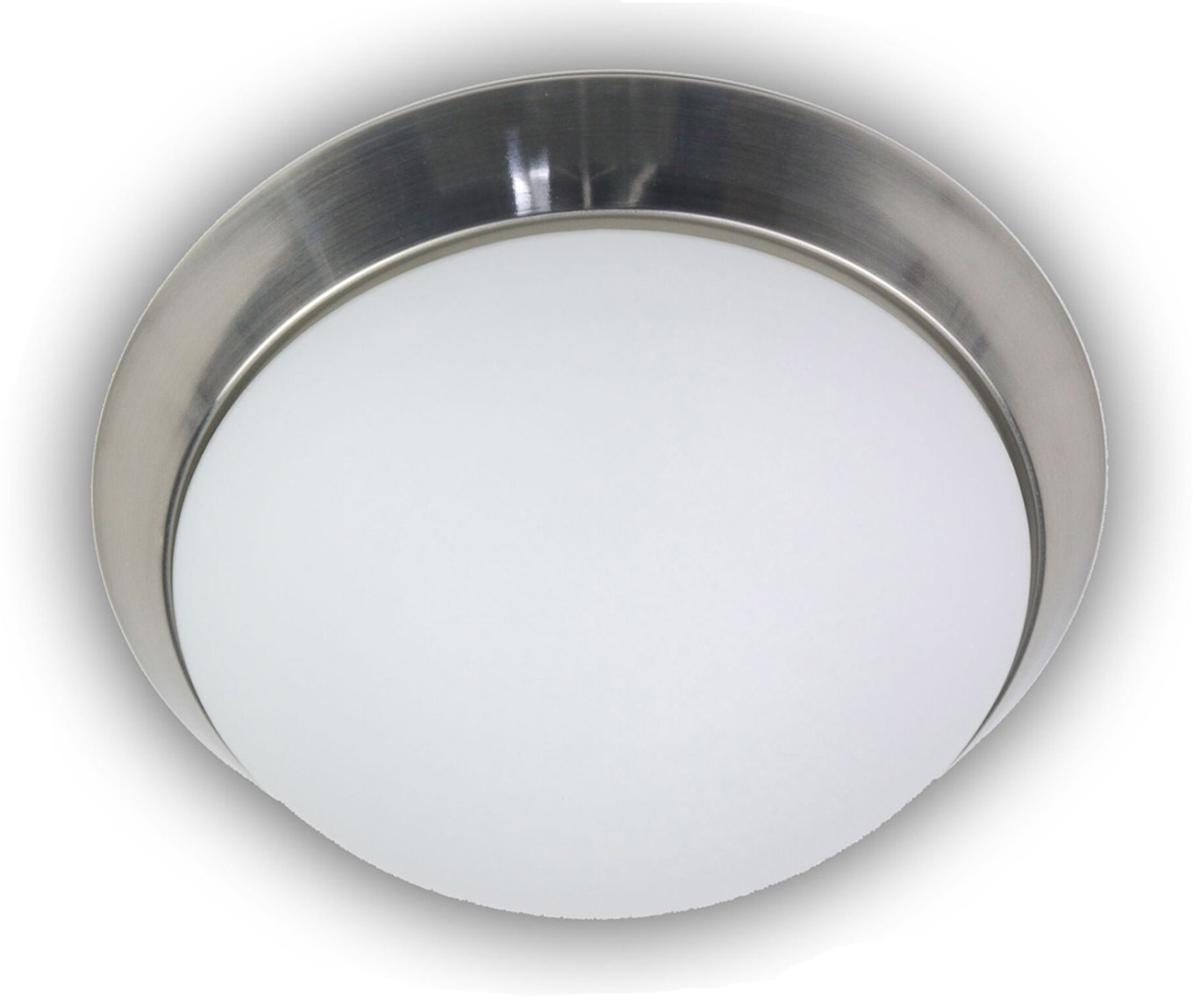 LED-Deckenleuchte rund, Opalglas matt, Dekorring Nickel matt, Ø 30cm Bild 1