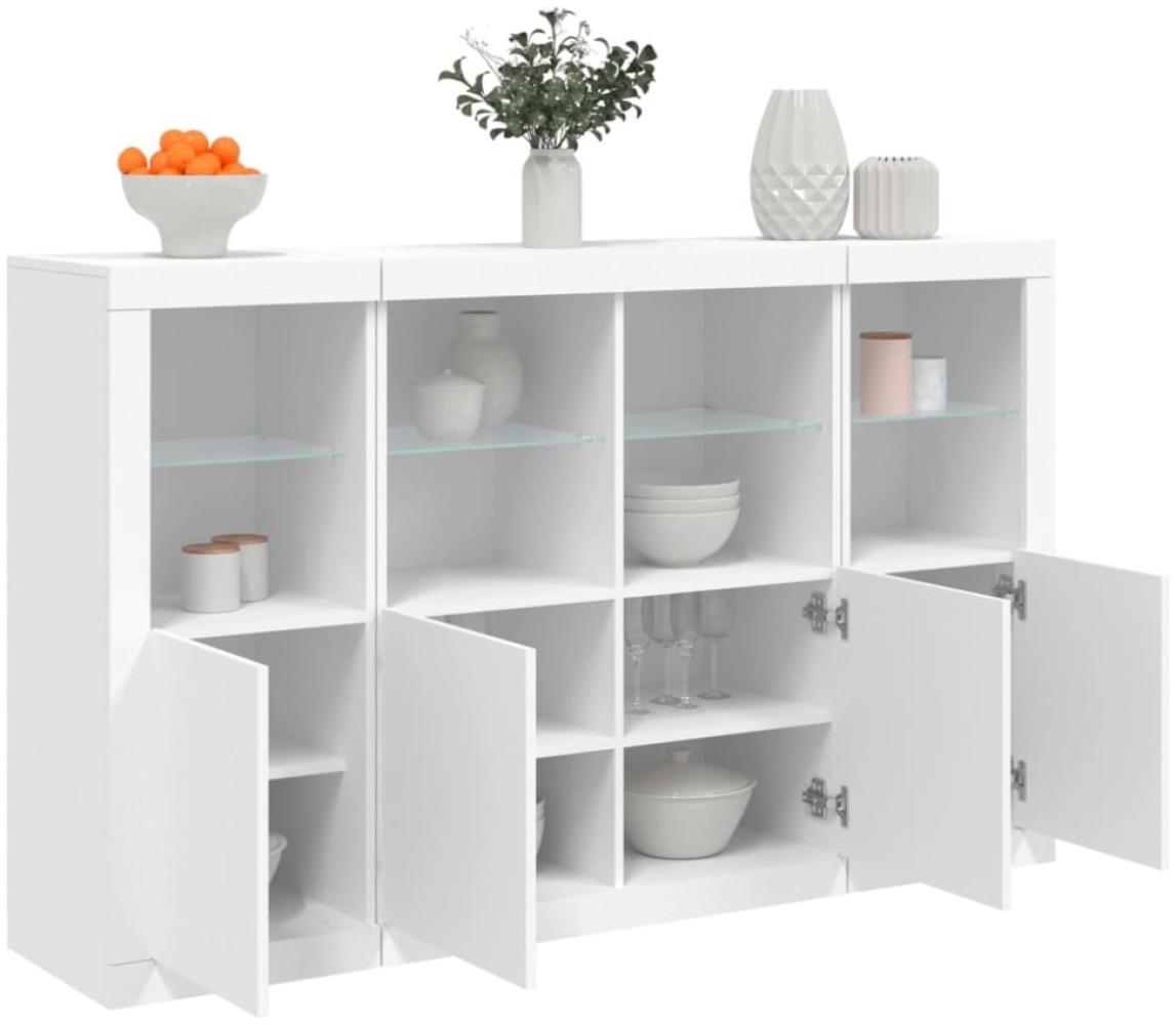 vidaXL Sideboards mit LED-Leuchten 3 Stk. Weiß Holzwerkstoff 3209114 Bild 1