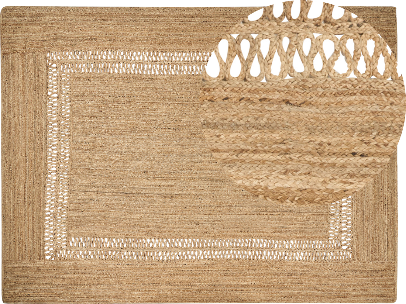 Teppich Jute beige 300 x 400 cm geometrisches Muster Kurzflor YENIKOY Bild 1