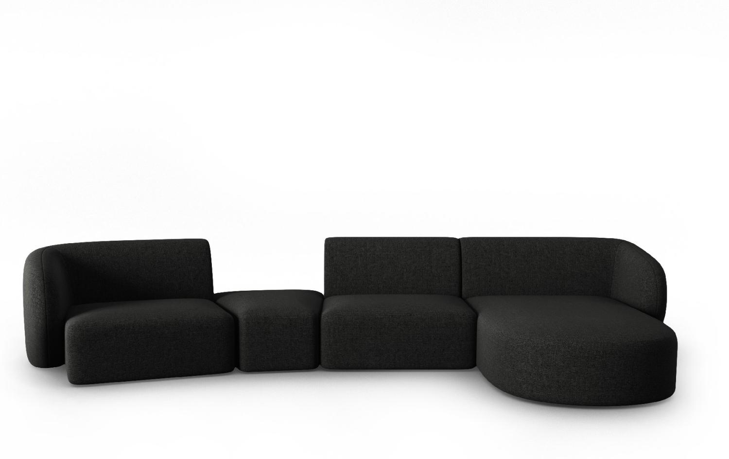 Micadoni Modulares Sofa Shane 5-Sitzer Rechts Chenille Schwarz Melange Bild 1