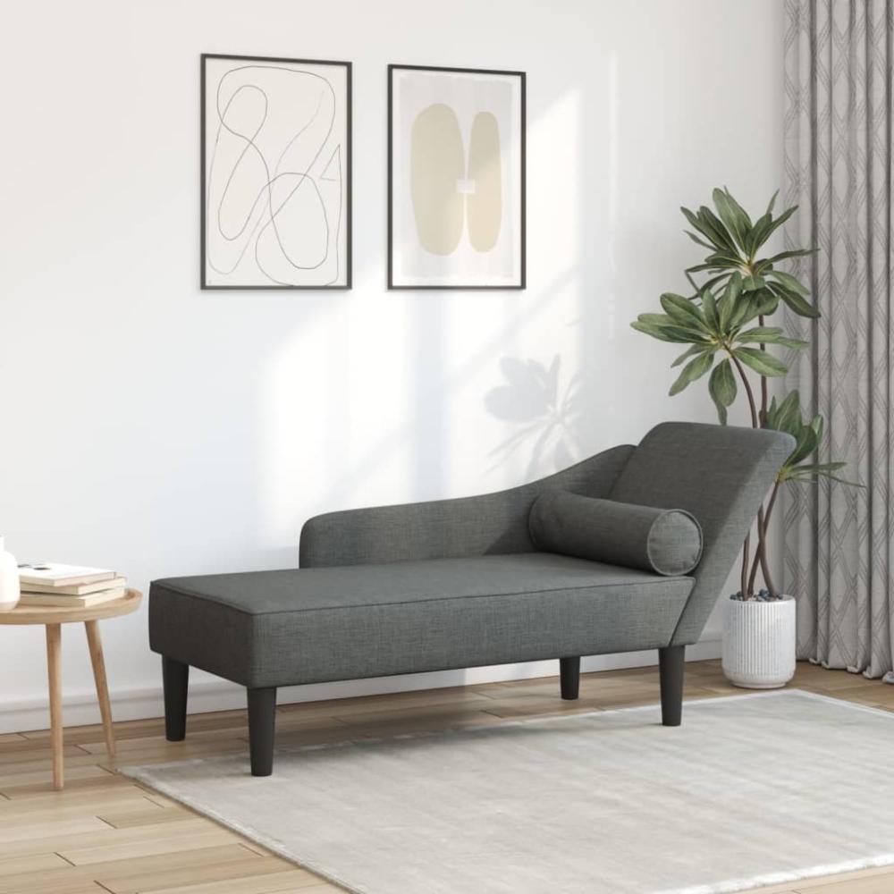 vidaXL Chaiselongue mit Kissen Dunkelgrau Stoff Bild 1