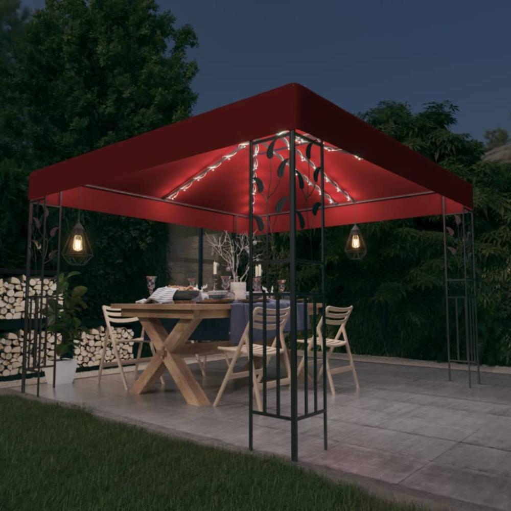 vidaXL Pavillon mit LED-Lichterkette 3x3 m Weinrot 3070297 Bild 1