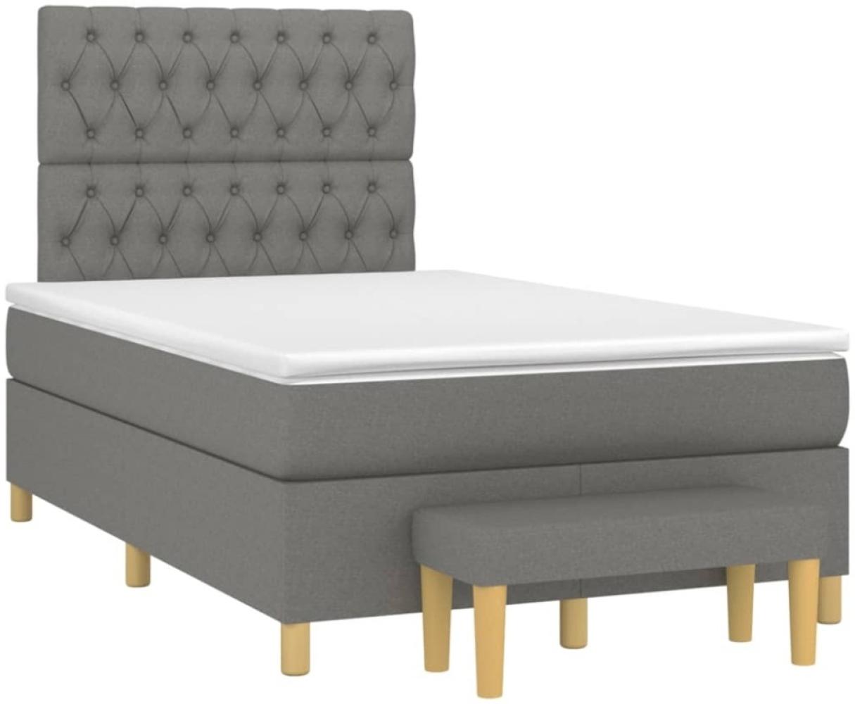 vidaXL Boxspringbett mit Matratze Dunkelgrau 120x190 cm Stoff 3270426 Bild 1