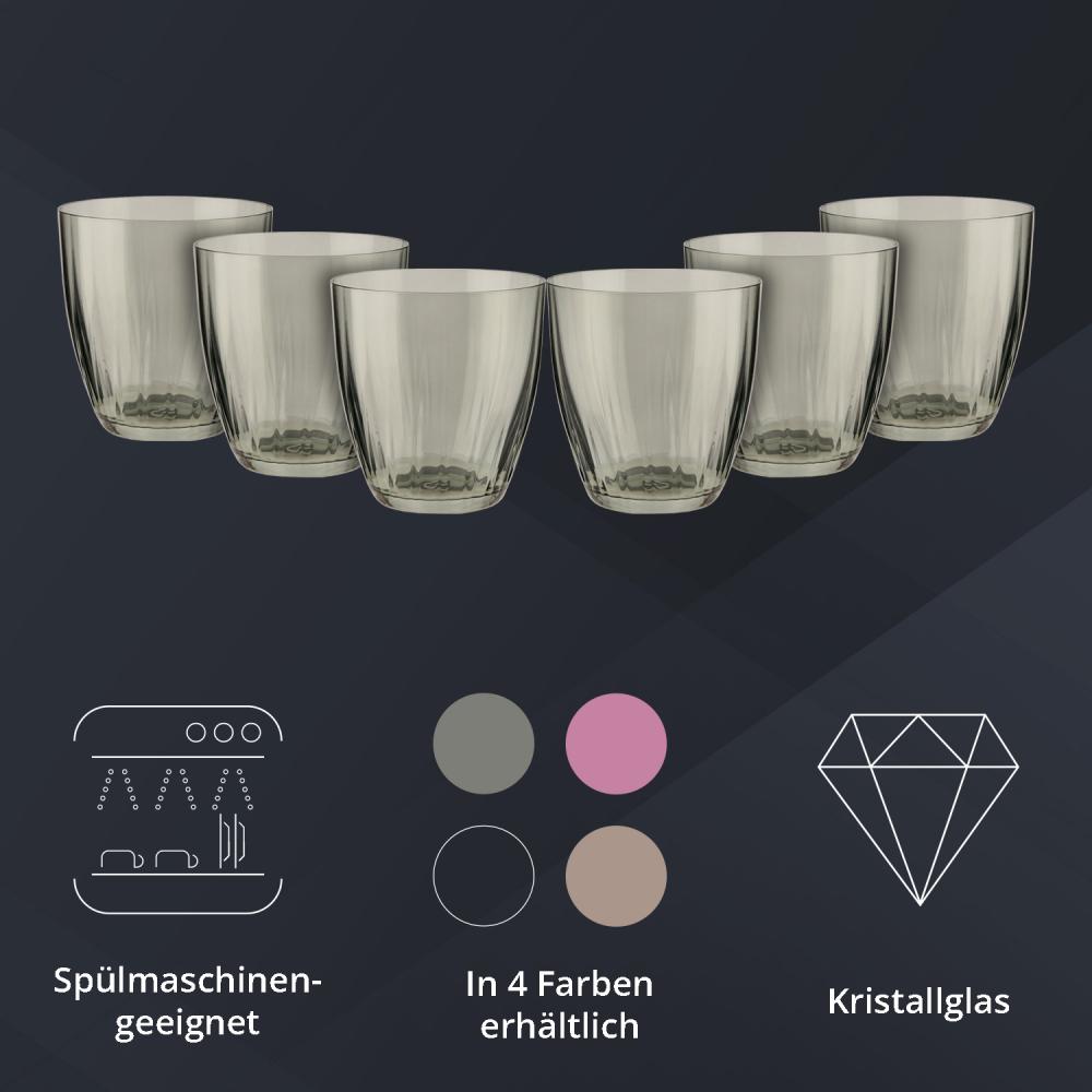 Peill+Putzler Germany 6er Set Becher rauchgrün, 260ml Volumen, aus hochwertigem Kristallglas, sehr pflegeleicht da Spühlmaschinengeeignet, Glanzstücke für jede Gelegenheit Bild 1