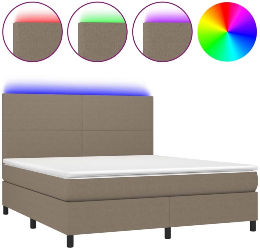 vidaXL Boxspringbett mit Matratze & LED Taupe 180x200 cm Stoff 3134737 Bild 1