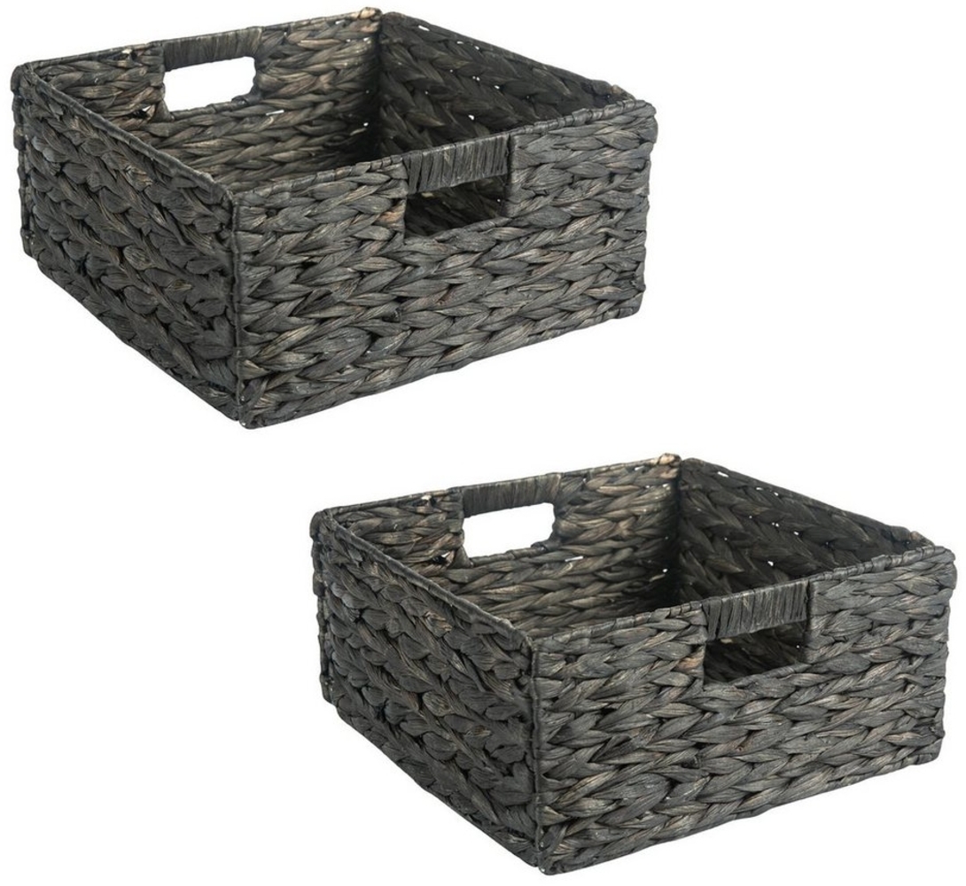 IDIMEX Dekokiste LANZI (Set), Aufbewahrungskorb Wasserhyazinthe, 2er Set Regalkorb 32x32cm schwarz Bild 1