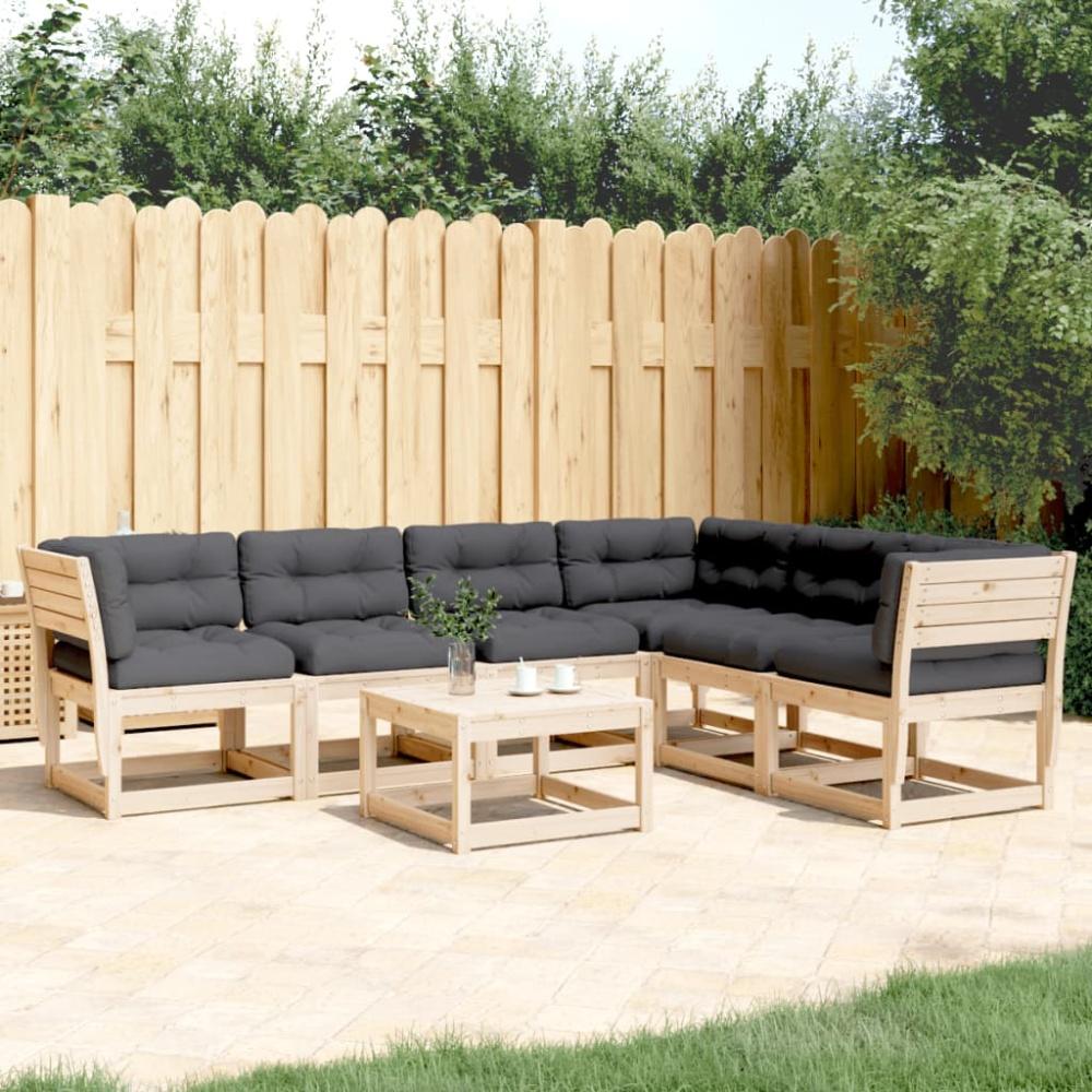 vidaXL 6-tlg. Garten-Sofagarnitur mit Kissen Massivholz Kiefer 3217025 Bild 1