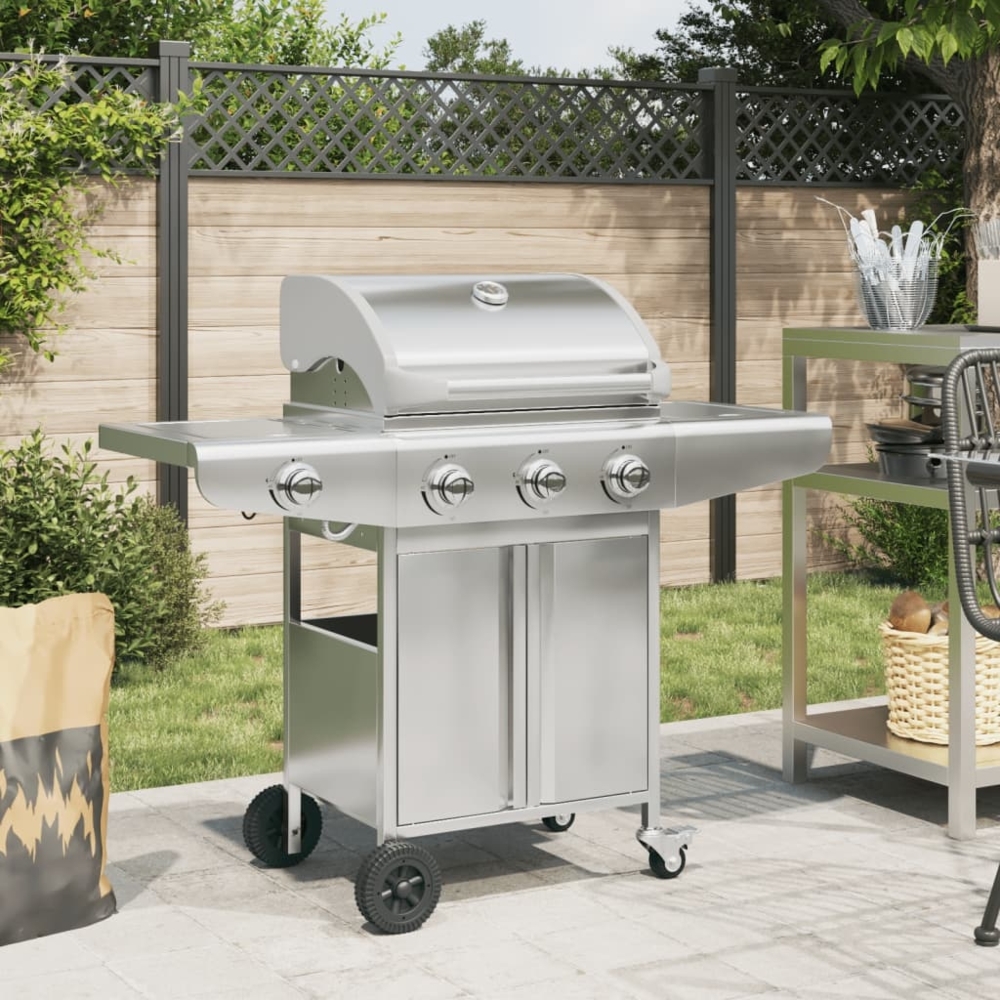 vidaXL Gasgrill mit 4 Flammen Silbern Edelstahl 367589 Bild 1