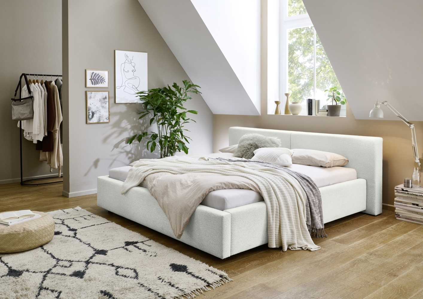 Polsterbett >Cube mit BK< Liegefläche 160x200cm, weiß, Stellmaß: 200x82x227cm (BxHxT) Bild 1