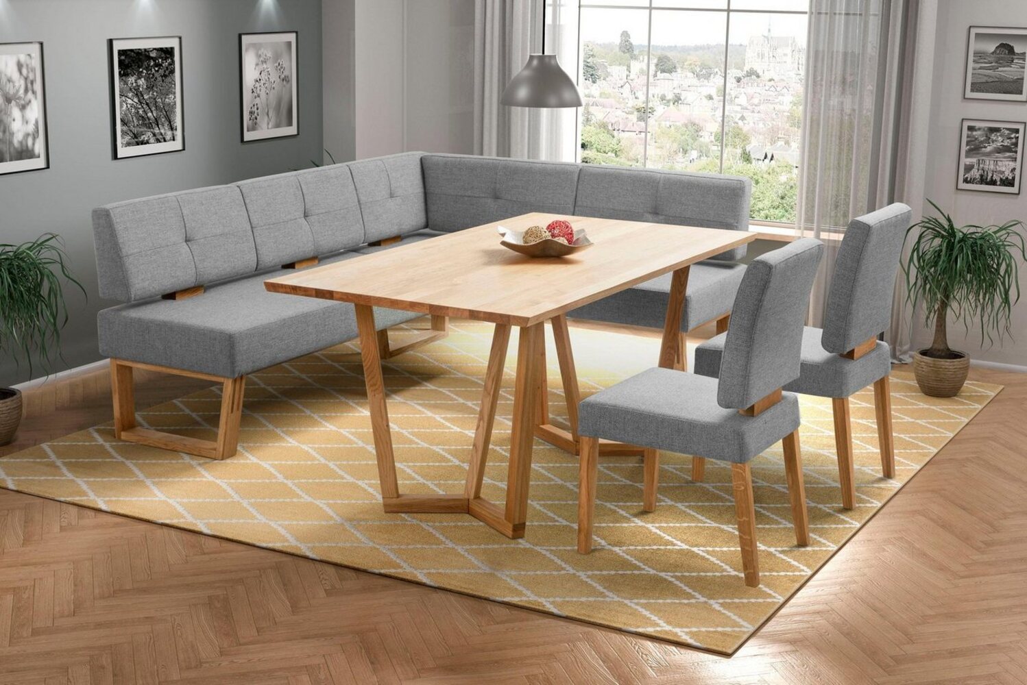 Home affaire Eckbankgruppe Ponza Eckbank Küchenbank BESTSELLER, (Set, 4-tlg), Sitzgruppe Esszimmer Stühle Tisch und Bank bequem gepolstert Bild 1