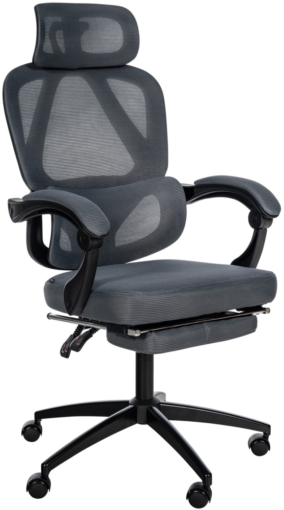 CLP Bürostuhl Gander Ergonomischer Schreibtischstuhl mit Fußstütze,dunkelgrau Bild 1