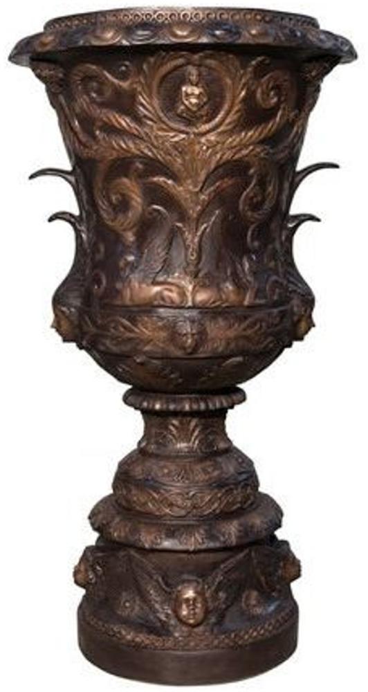 Riesiger Barock Bronze Blumenkübel Pflanzenkübel Jugendstil H 112 x 61 x 61 cm - Luxus Wohndeko Bild 1