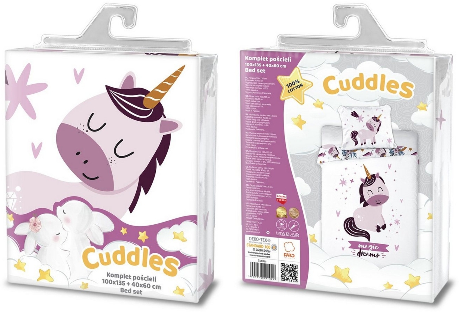 Einhorn Bettwäsche Babybettwäsche EINHORN018 100x135 cm + 40x60 cm Bild 1