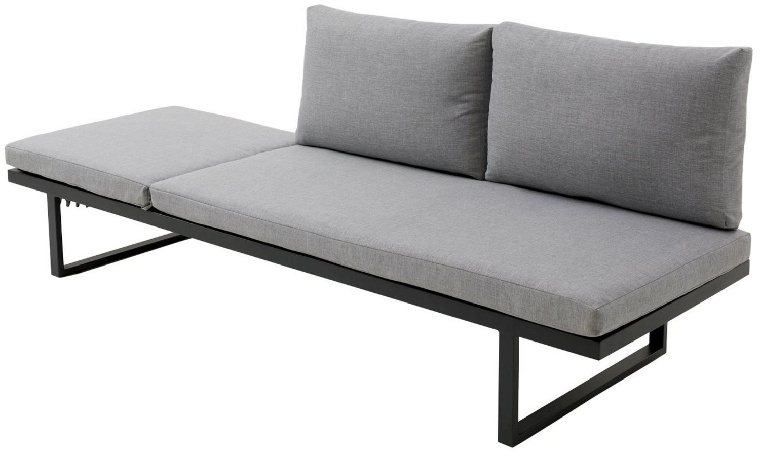 Lounge-Sofa Flin / Burgas, Aluminium, Grau, Schwarz, 207 x 83 x 72 cm Bild 1