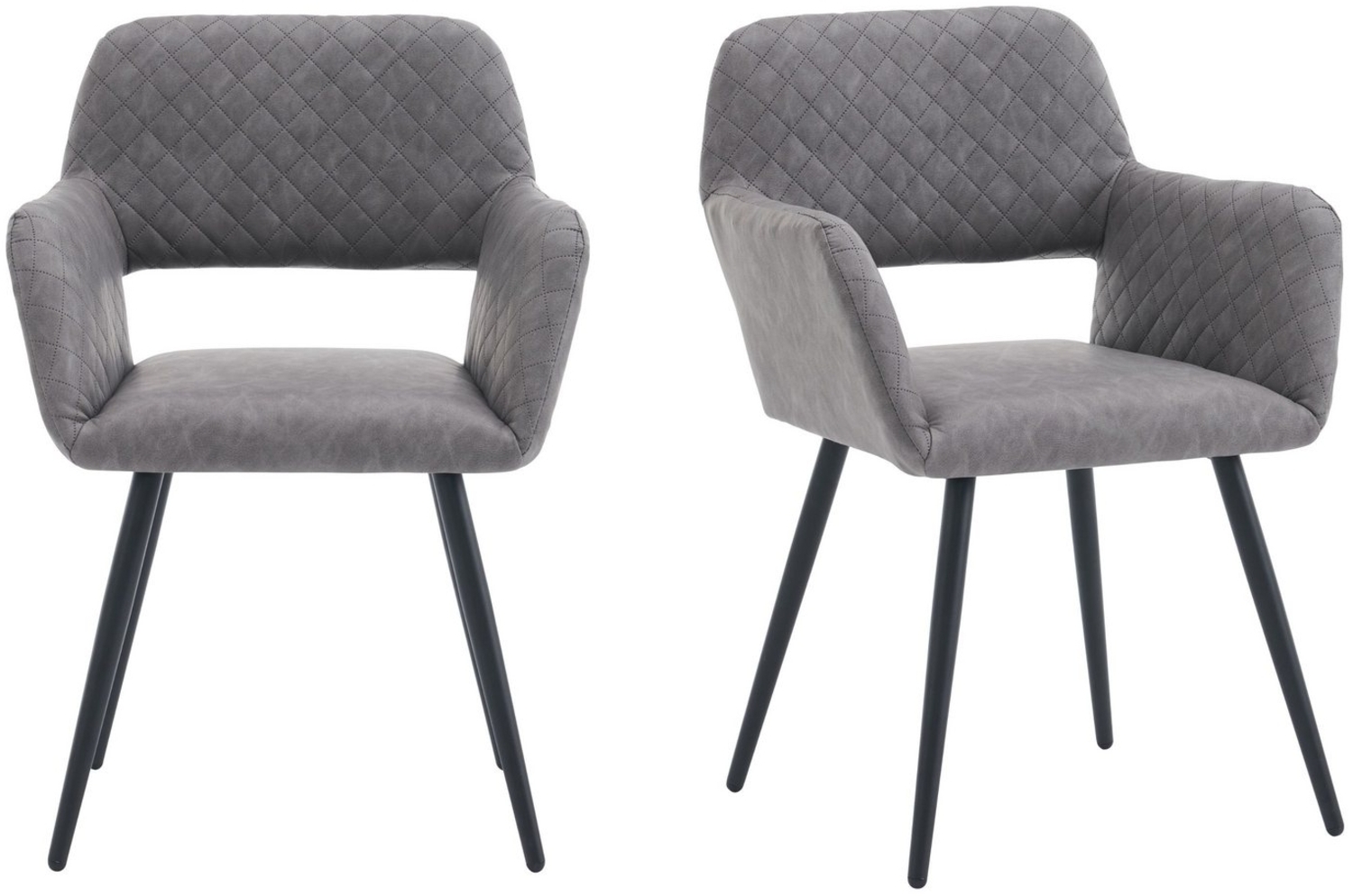SeedWave Esszimmerstuhl Faux-Leder-Dining-Stühle mit Armlehnen, Set aus 2, Rauten-Polsterung, Ergonomischer Komfort, Rutschfeste Bodenpads, Ideal für Esszimmer Bild 1