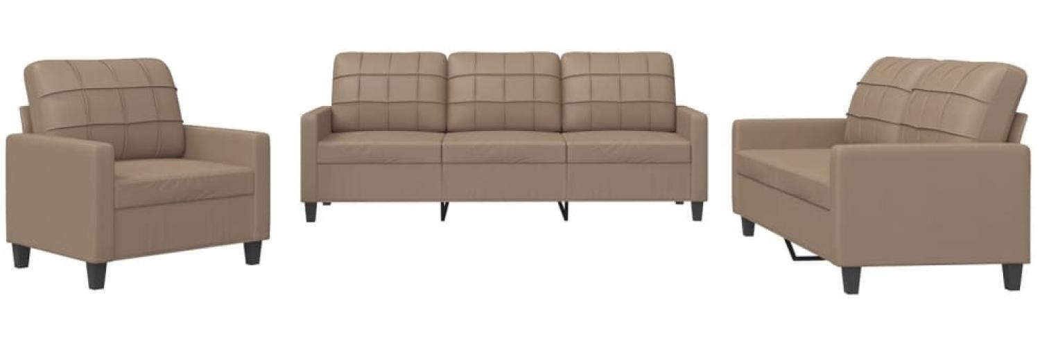 vidaXL 3-tlg. Sofagarnitur mit Kissen Cappuccino-Braun Kunstleder 3201342 Bild 1