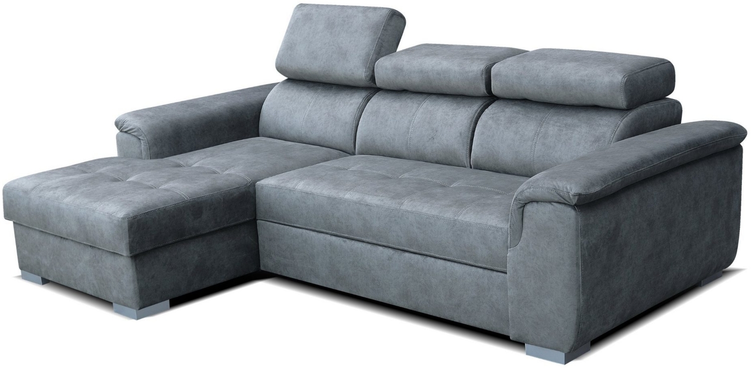 robin Ecksofa Silver Sofa mit Schlaffunktion Bettkasten 3 Verstellbare Kopfstützen silber (H 84 x T 247 x B 165 cm) Bild 1
