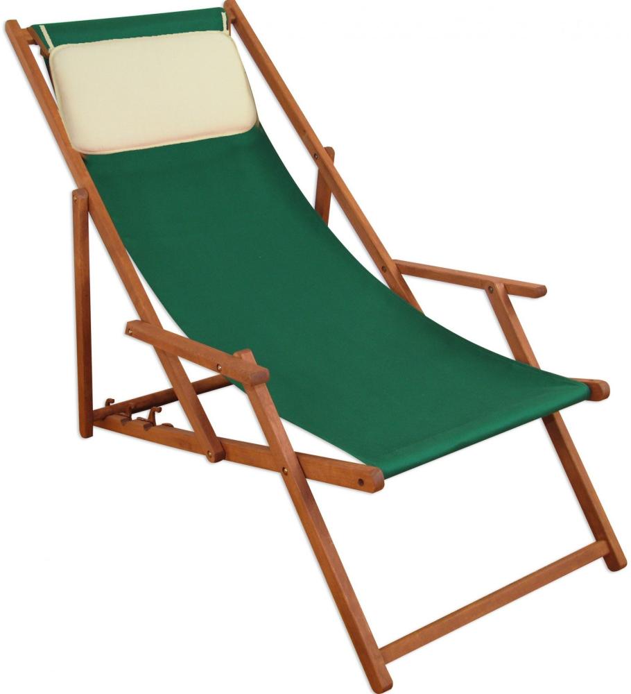 Deckchair grün Liegestuhl klappbare Sonnenliege Gartenliege Holz Strandstuhl Gartenmöbel 10-304 KH Bild 1