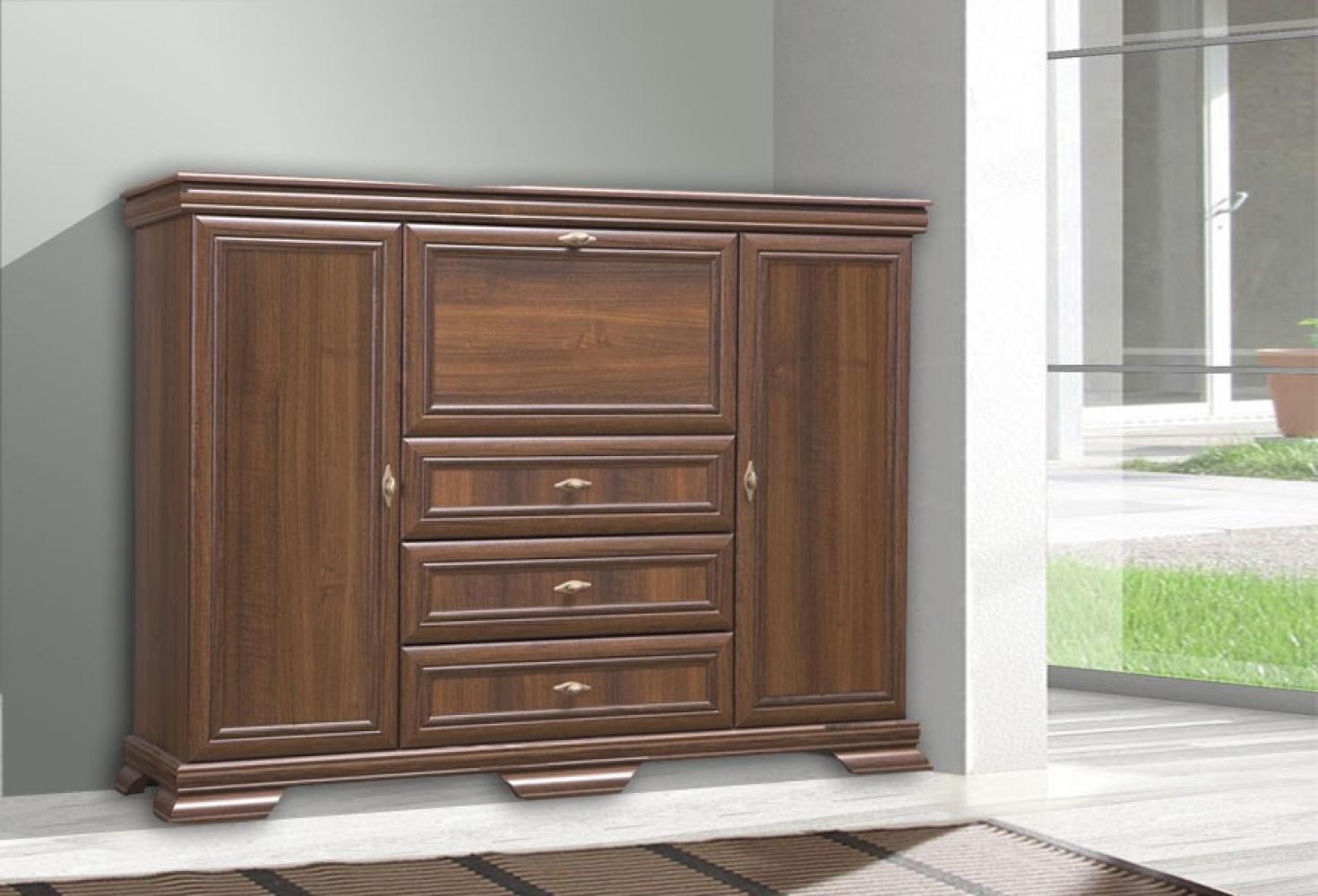 Highboard "Kora" Vitrinenschrank 158cm 3-türig mit 3 Schubladen samoa King rustikal Bild 1