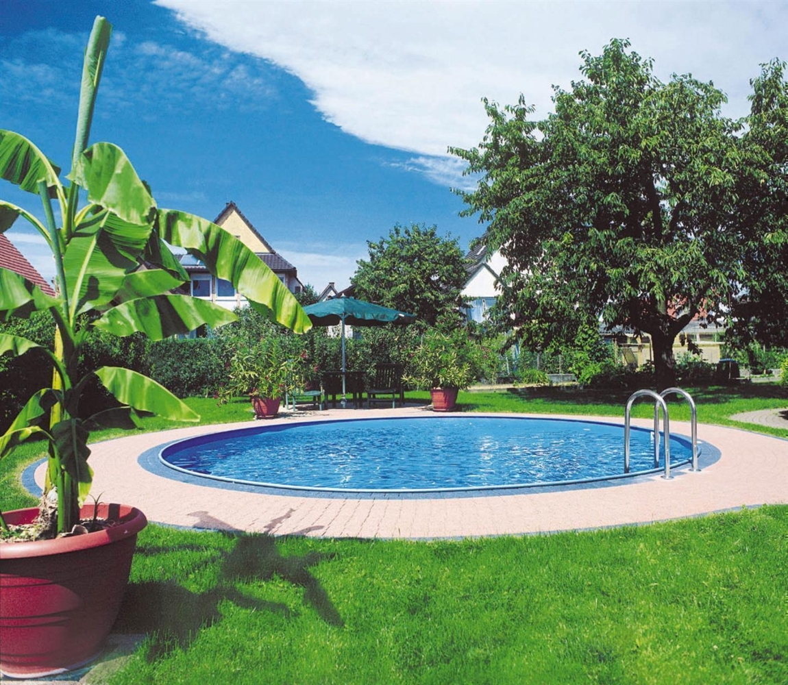 STARTER SET Stahlwandpool Rund Ibiza Ø 400 x 150 cm Sand Bild 1