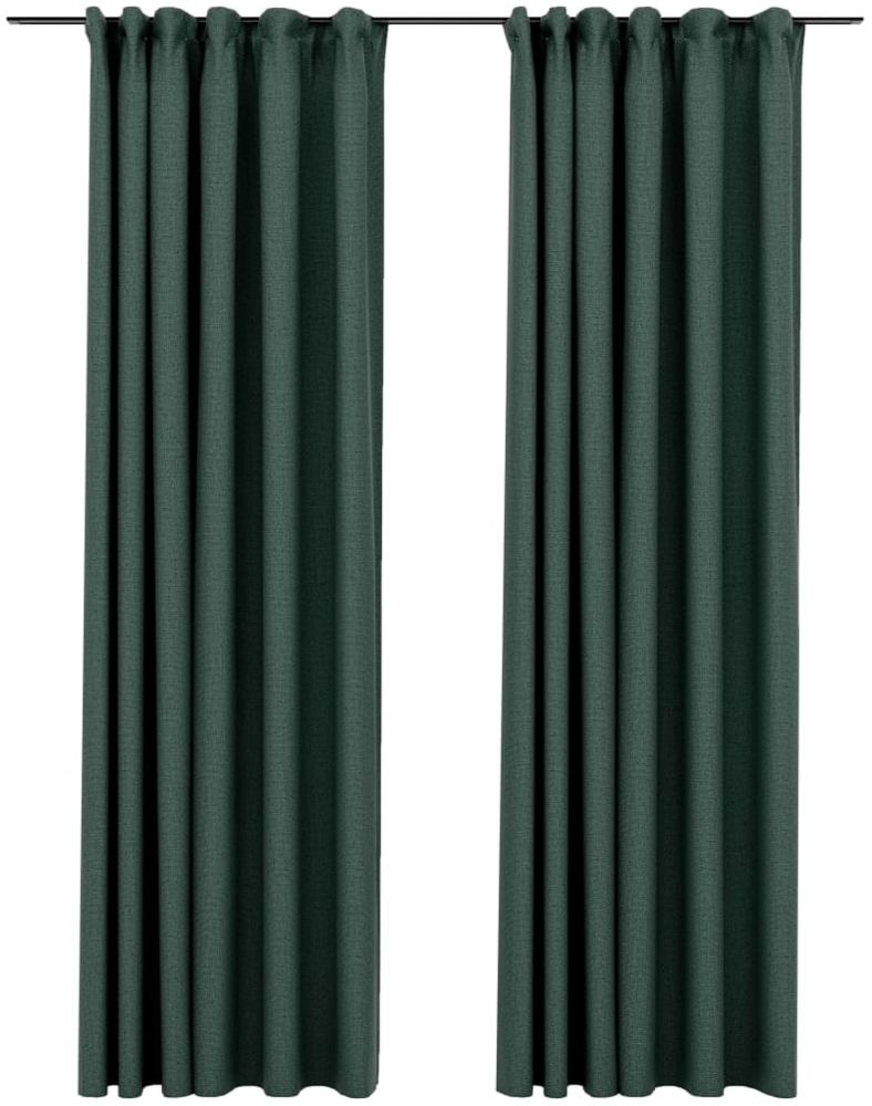 vidaXL Verdunkelungsvorhänge Haken Leinenoptik 2 Stk. Grün 140x245 cm 321190 Bild 1