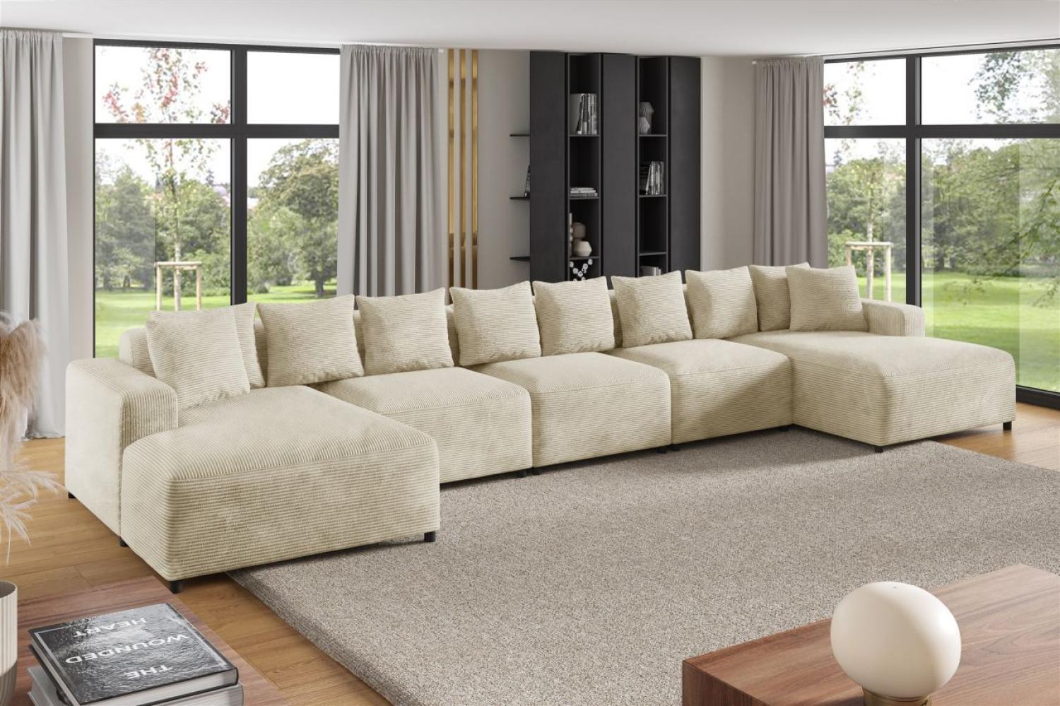 Wohnlandschaft Sofa U-Form Designersofa MEGAN XL in Stoff Poso Creme Bild 1